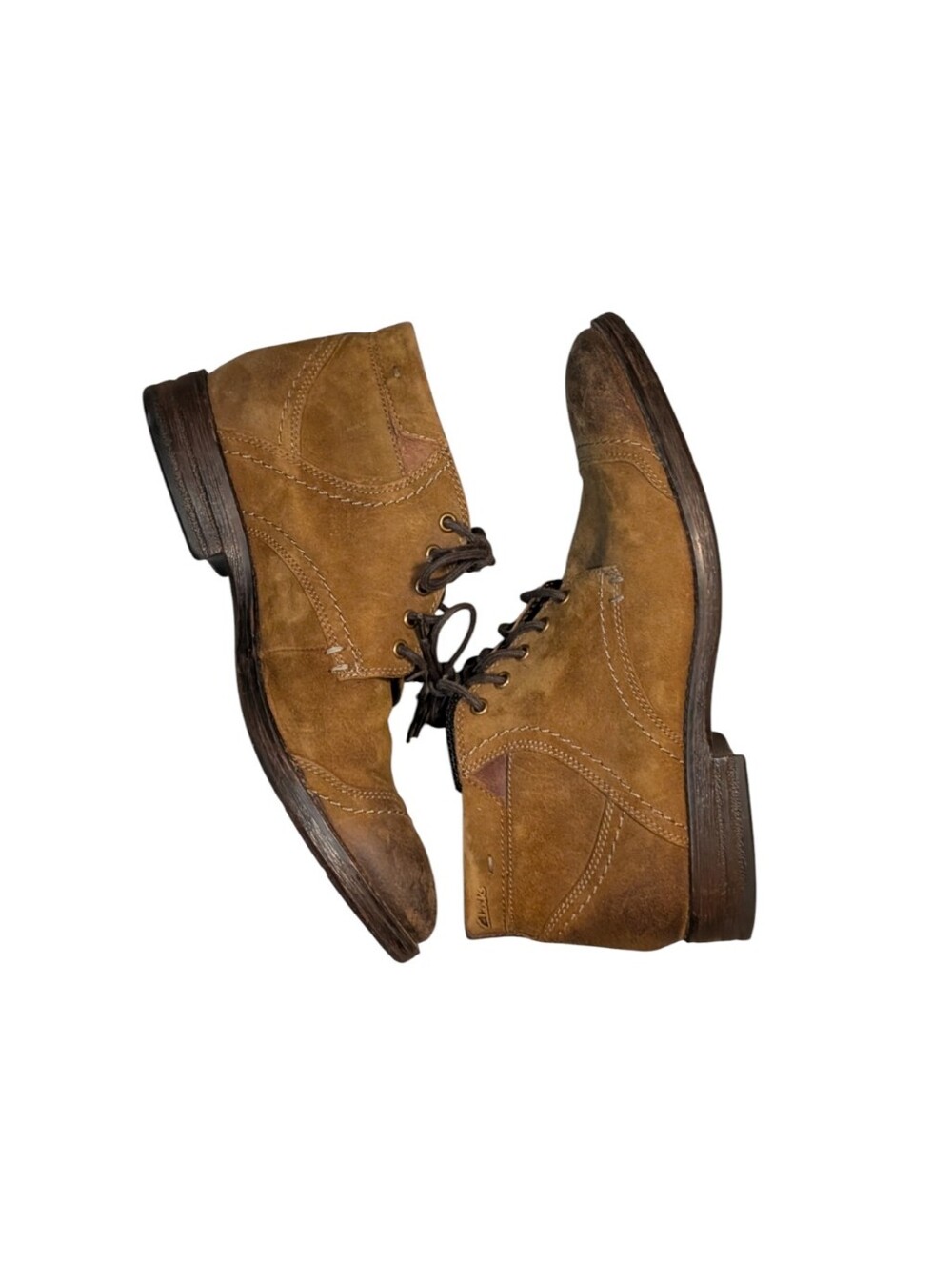 Clarks Devington Cap Men’s Boots Tobacco Brown Suede Leather 10M Distressed - Picture 5 of 9